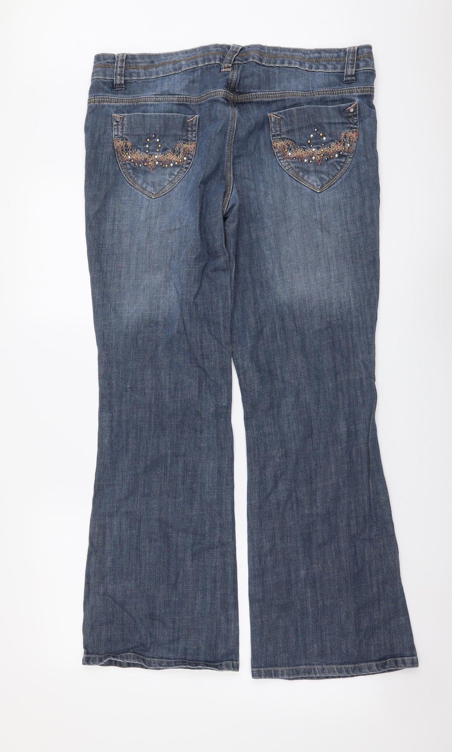 George Womens Blue Cotton Bootcut Jeans Size 16 L30 in Regular Button