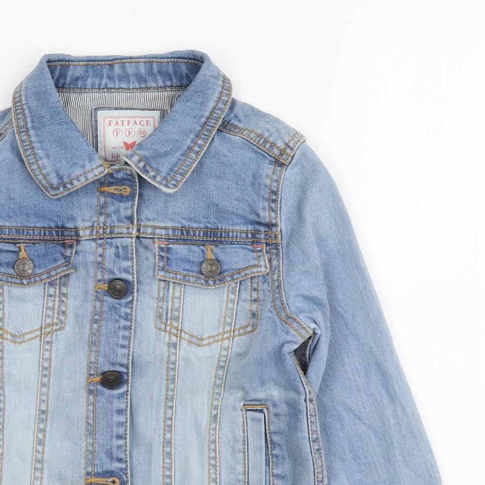 Fat Face Girls Blue Jacket Size 8-9 Years Button