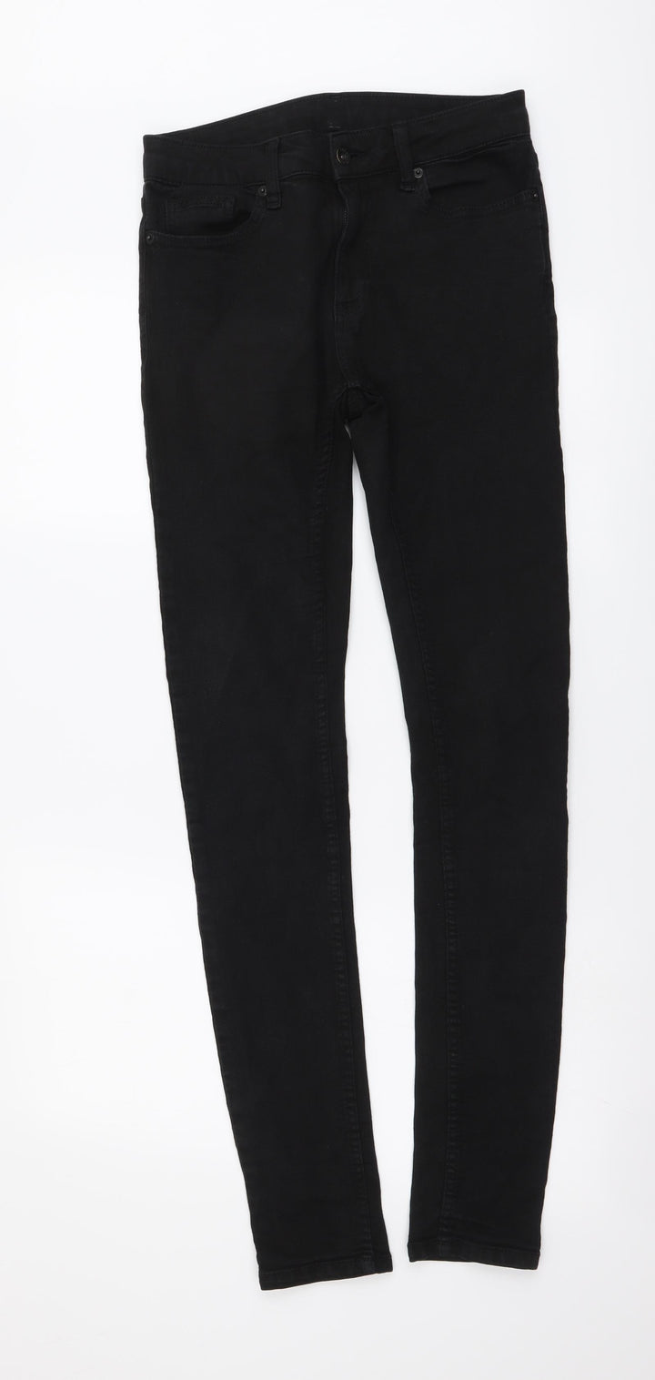 Topman Womens Black Cotton Skinny Jeans Size 30 in L30 in Regular Button