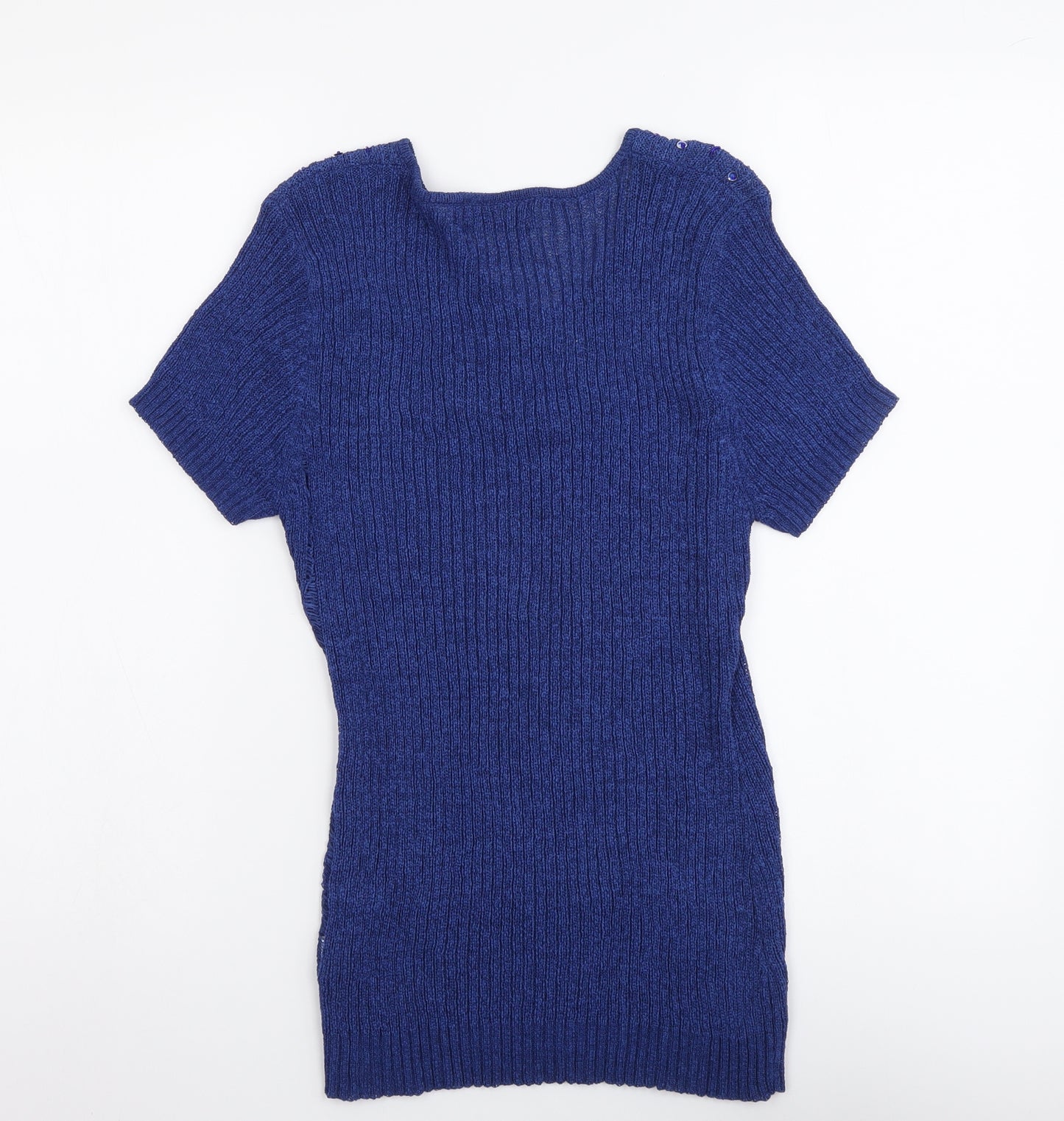 Saloos Womens Blue Round Neck Polyester Pullover Jumper Size L