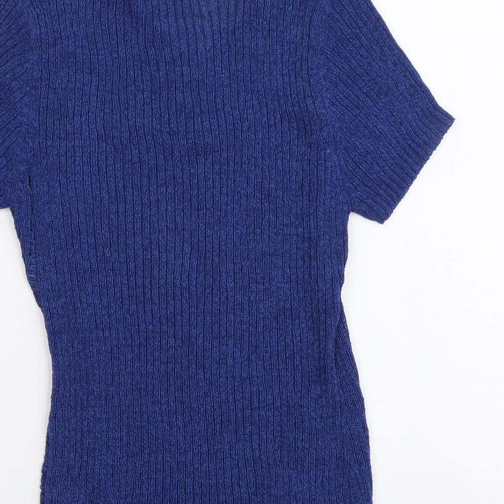 Saloos Womens Blue Round Neck Polyester Pullover Jumper Size L