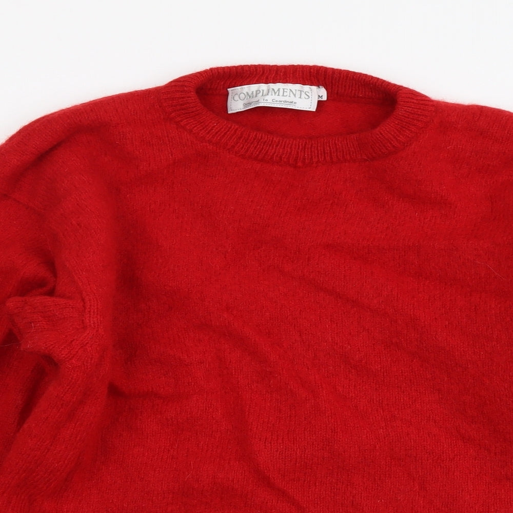 Compliments Womens Red Round Neck Wool Pullover Jumper Size M