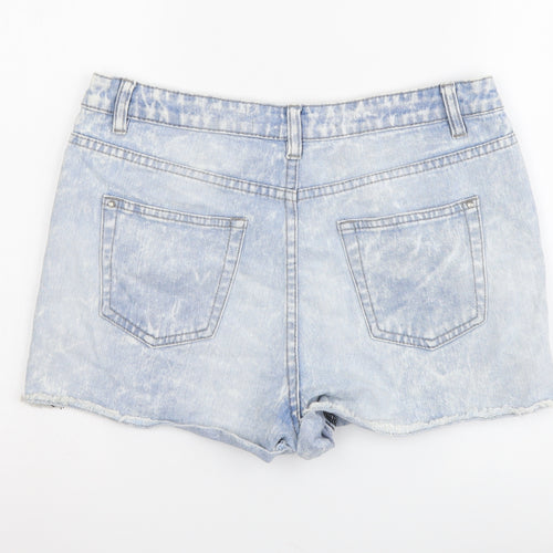 New Look Womens Blue Cotton Hot Pants Shorts Size 12 L3 in Regular Button