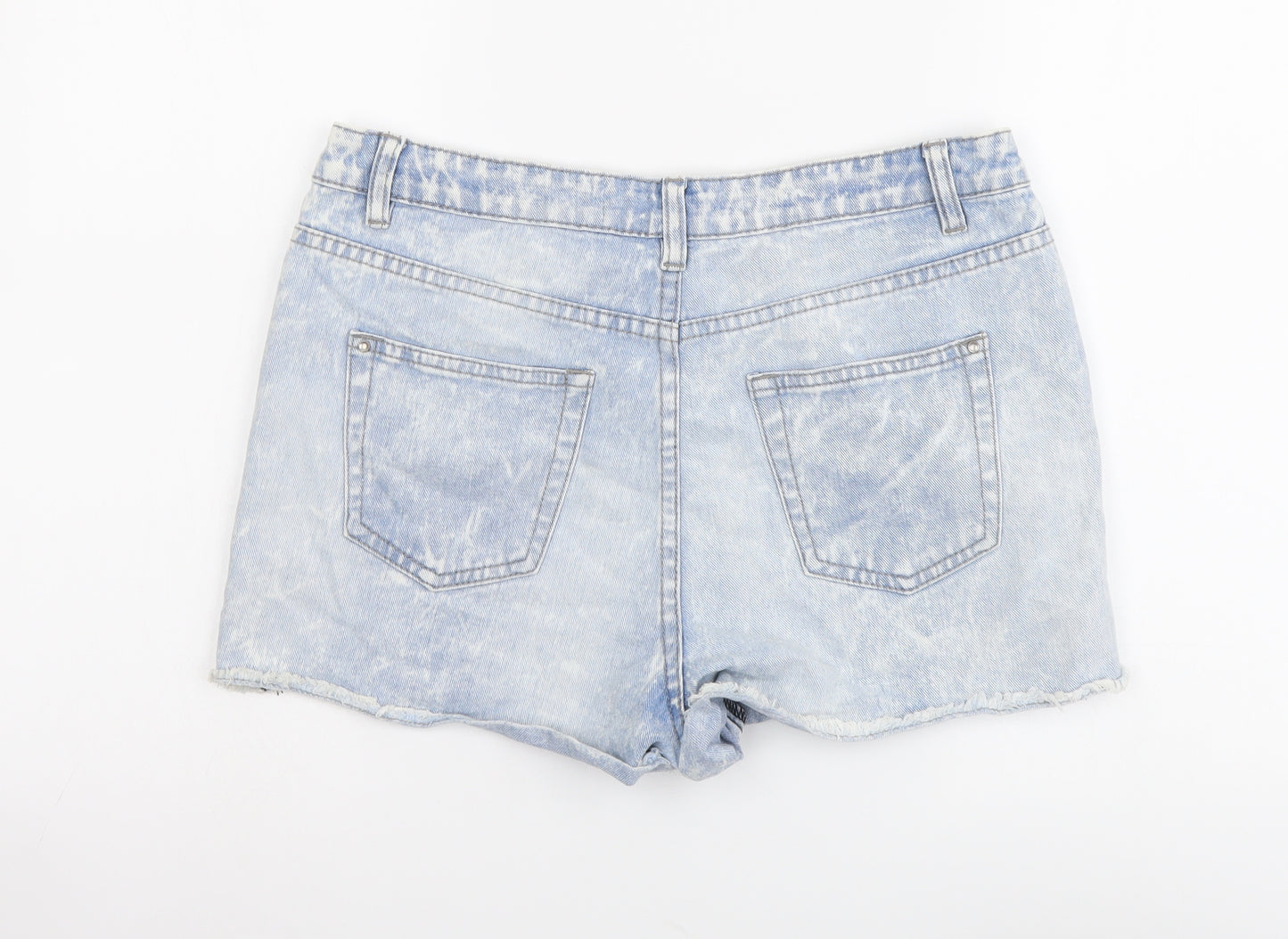 New Look Womens Blue Cotton Hot Pants Shorts Size 12 L3 in Regular Button