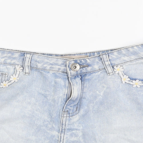 New Look Womens Blue Cotton Hot Pants Shorts Size 12 L3 in Regular Button