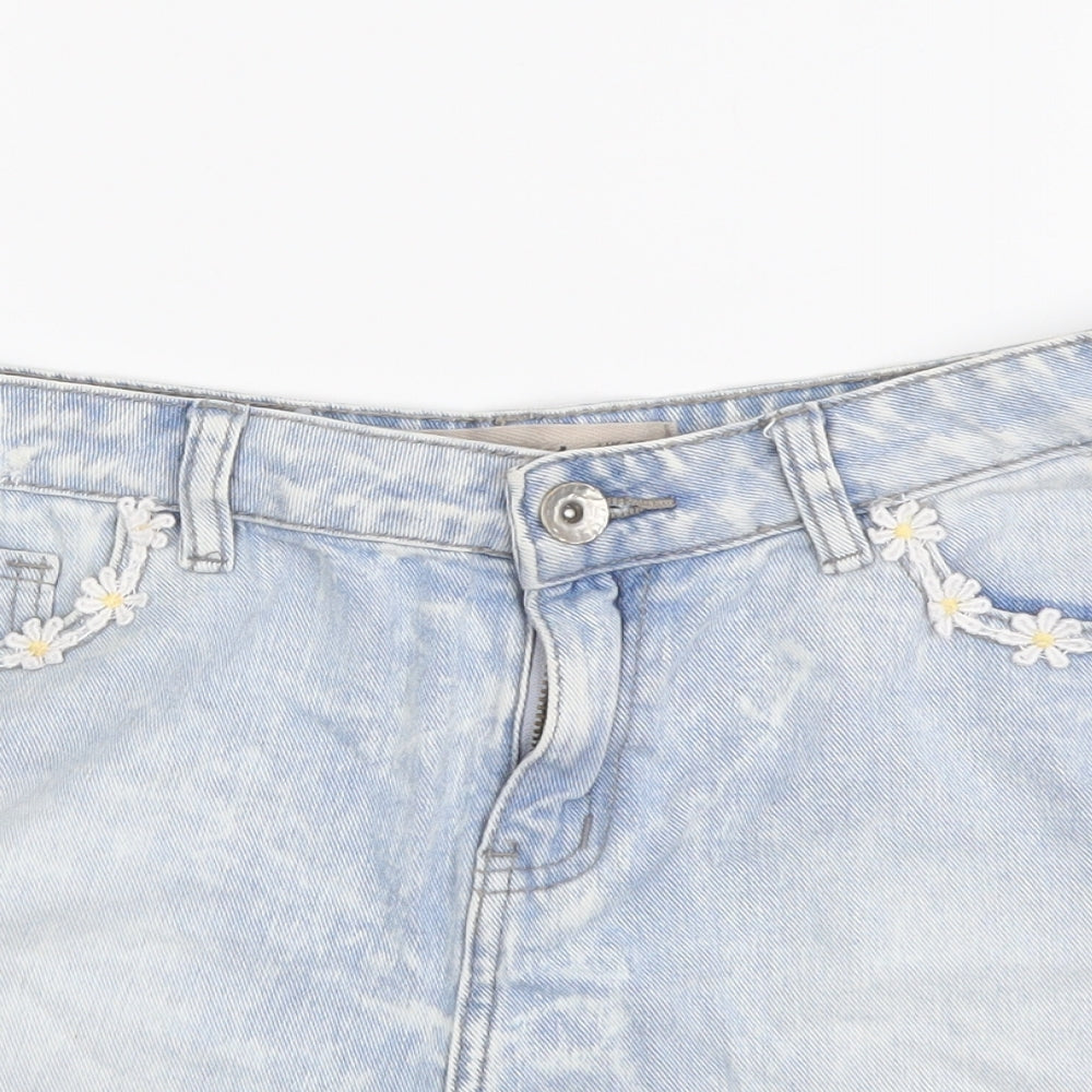 New Look Womens Blue Cotton Hot Pants Shorts Size 12 L3 in Regular Button