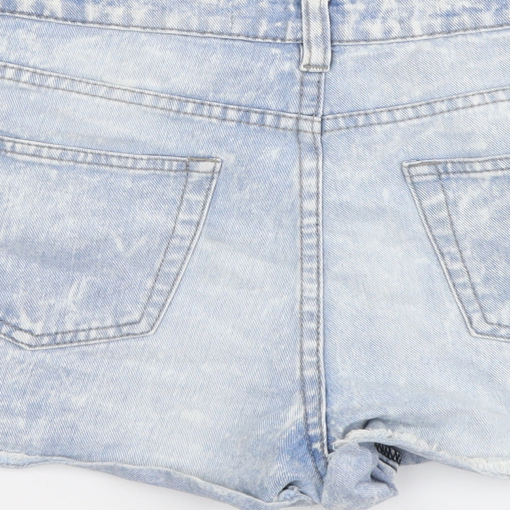New Look Womens Blue Cotton Hot Pants Shorts Size 12 L3 in Regular Button