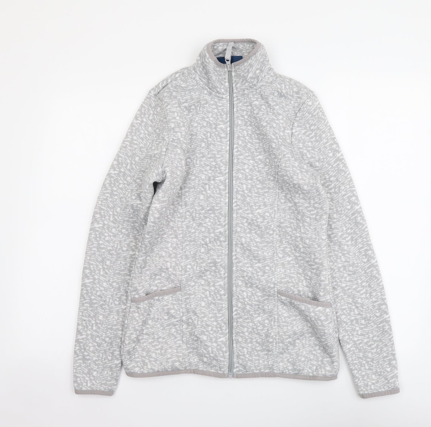 Mountain Warehouse Womens Grey Geometric Polyester Full Zip Hoodie Size 10 Zip