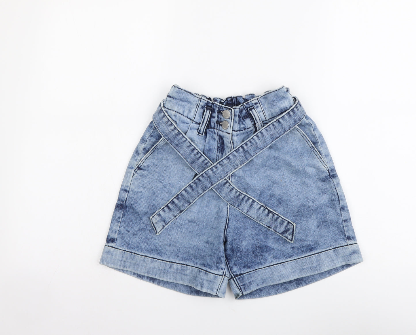 NEXT Girls Blue Cotton Cut-Off Shorts Size 9 Years Regular Zip