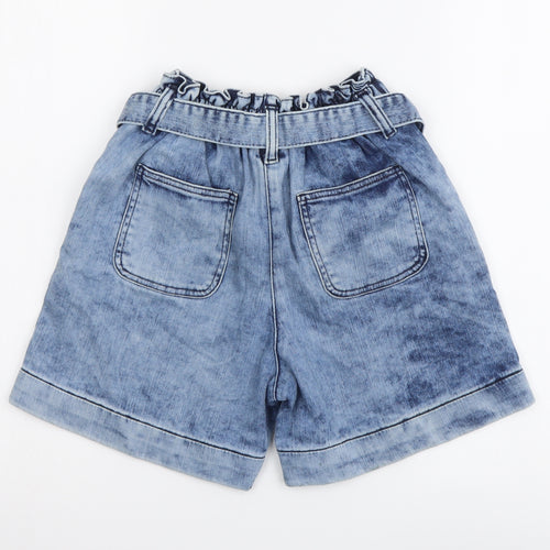 NEXT Girls Blue Cotton Cut-Off Shorts Size 9 Years Regular Zip