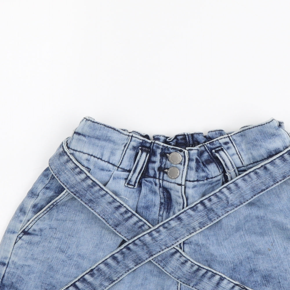 NEXT Girls Blue Cotton Cut-Off Shorts Size 9 Years Regular Zip