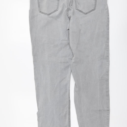 George Womens Grey Cotton Straight Jeans Size 14 L28 in Regular Button