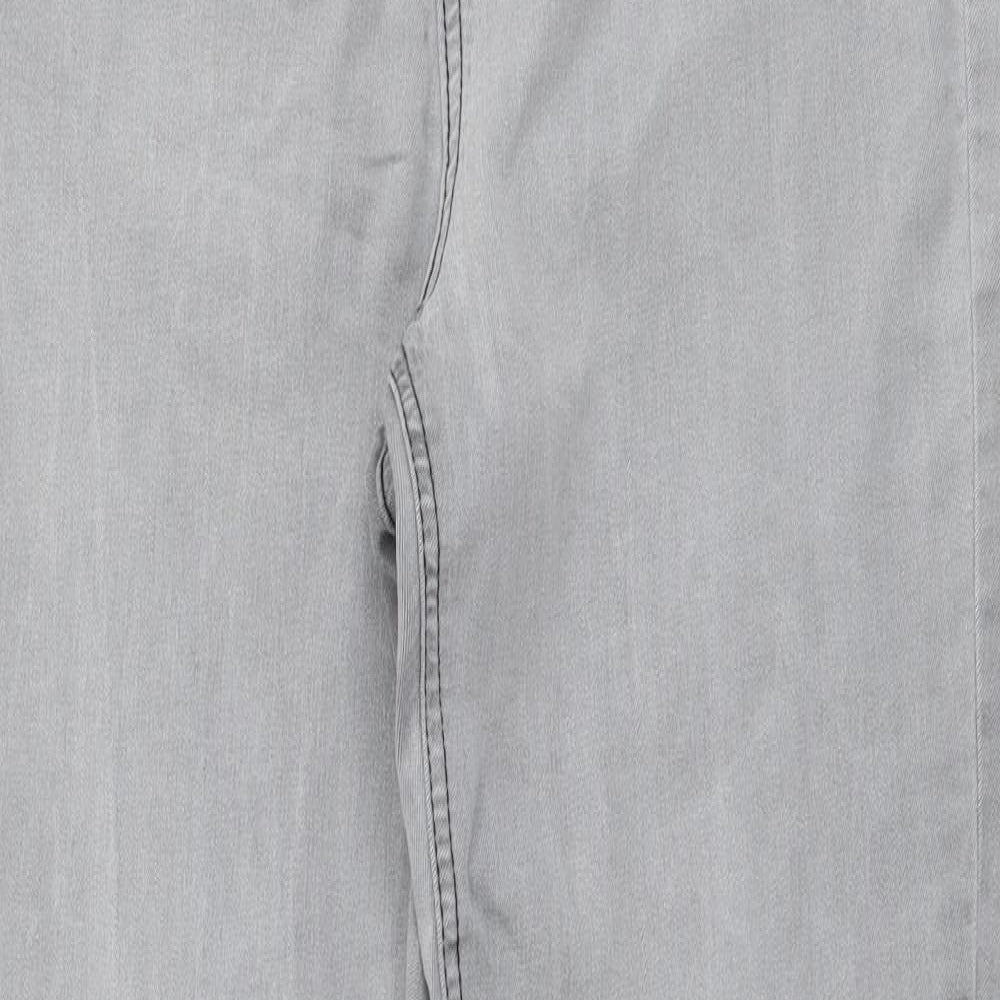 George Womens Grey Cotton Straight Jeans Size 14 L28 in Regular Button