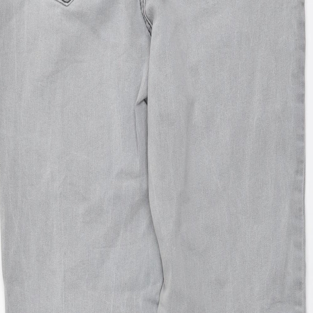 George Womens Grey Cotton Straight Jeans Size 14 L28 in Regular Button