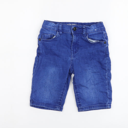 Denim & Co. Boys Blue Cotton Chino Shorts Size 6-7 Years Regular Zip