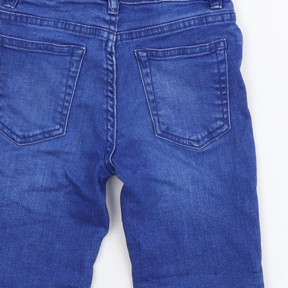 Denim & Co. Boys Blue Cotton Chino Shorts Size 6-7 Years Regular Zip