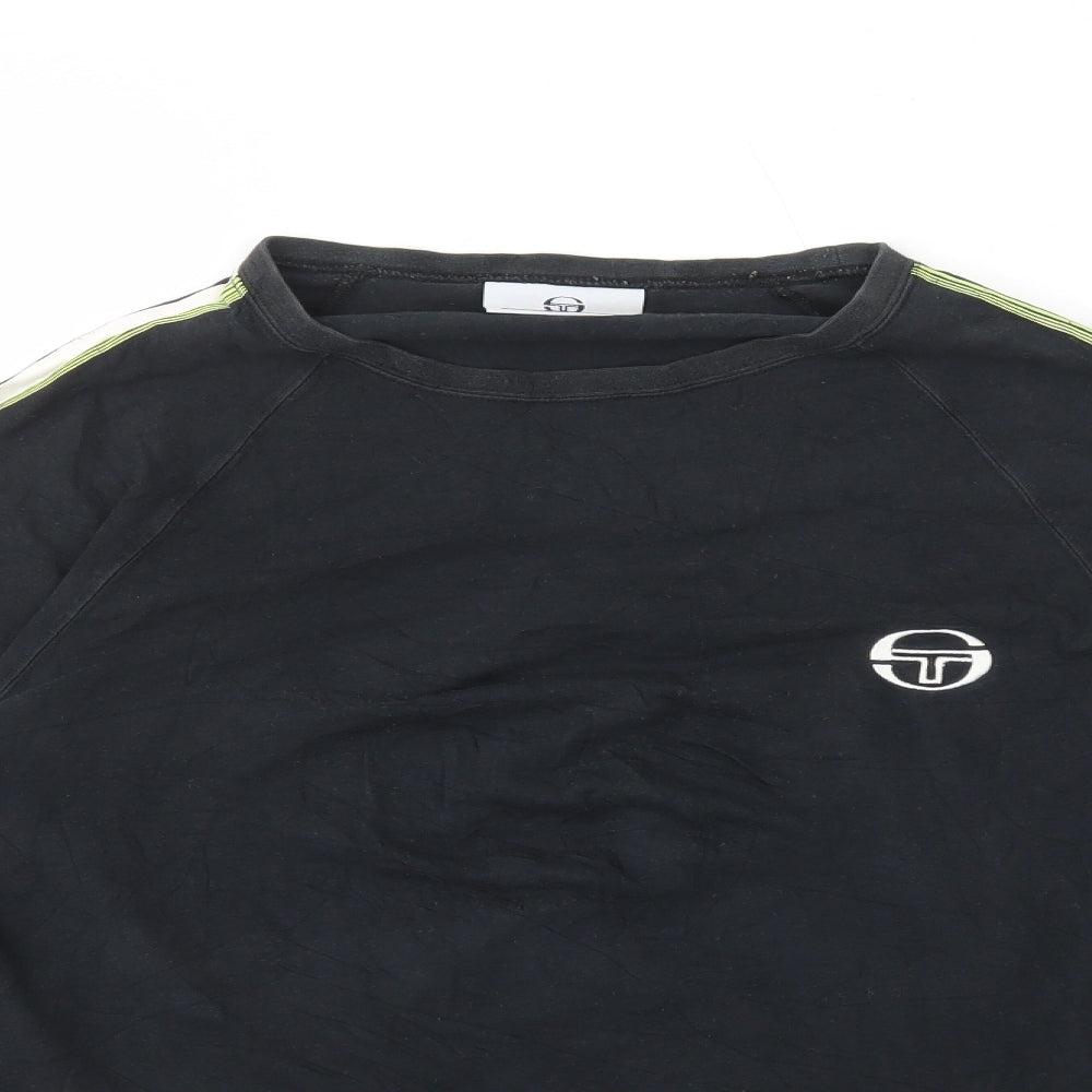 Sergio Tacchini Mens Black Cotton T-Shirt Size M Round Neck