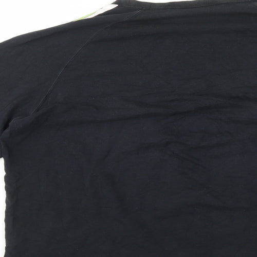Sergio Tacchini Mens Black Cotton T-Shirt Size M Round Neck