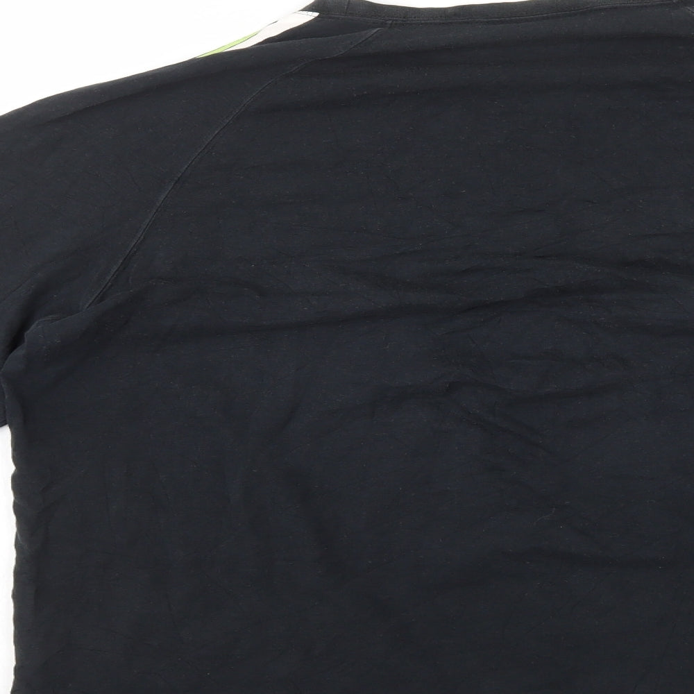 Sergio Tacchini Mens Black Cotton T-Shirt Size M Round Neck