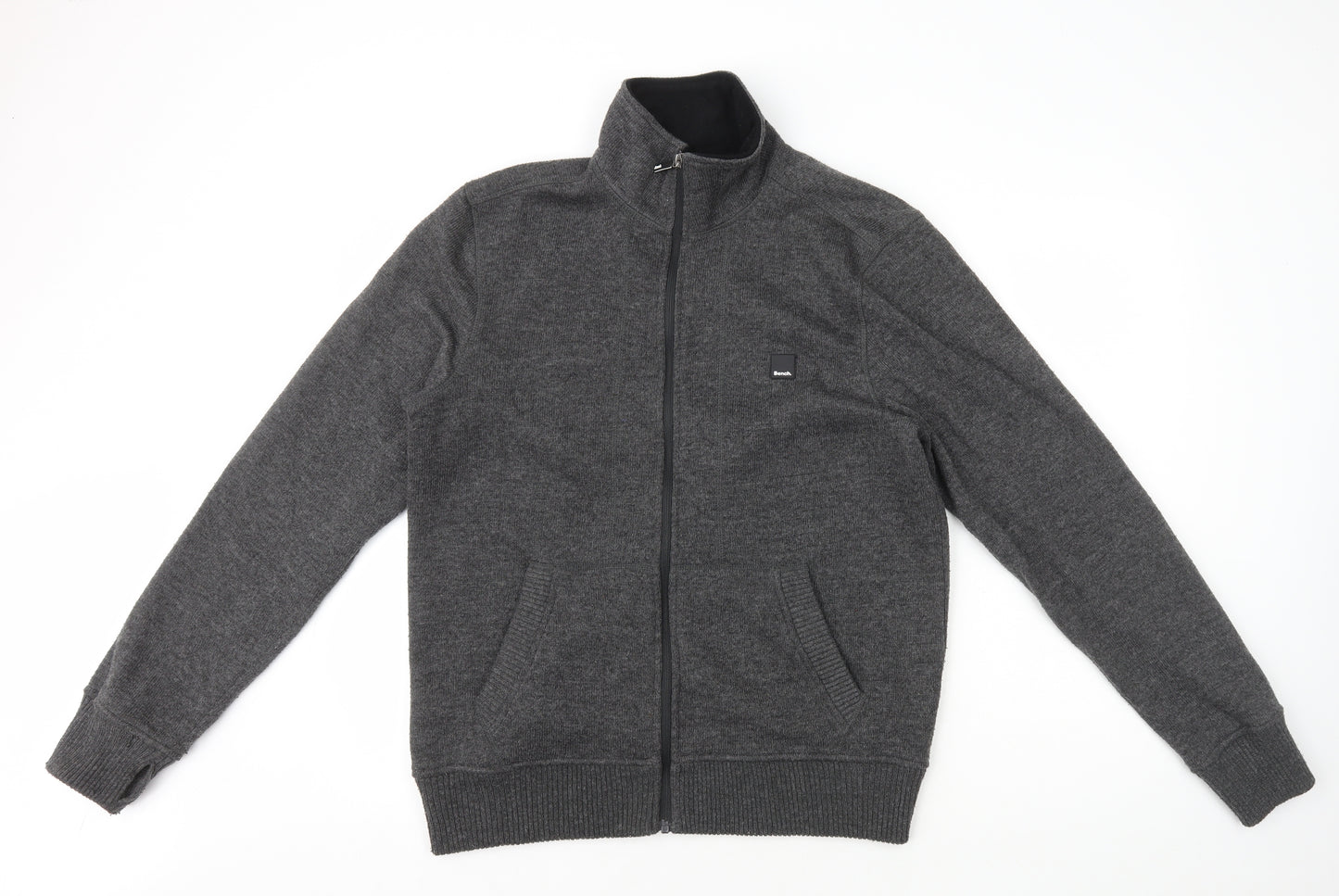 Bench Mens Grey Jacket Size L Zip - Thumb Holes
