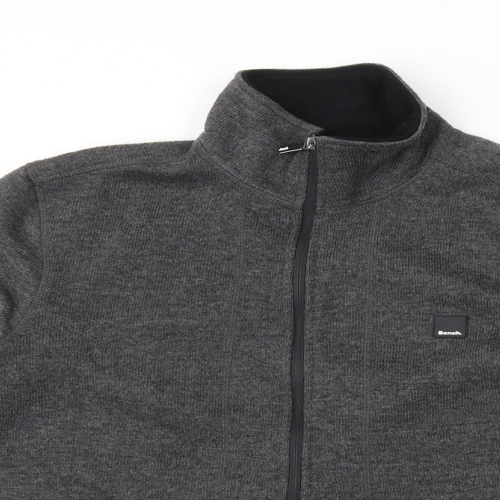 Bench Mens Grey Jacket Size L Zip - Thumb Holes