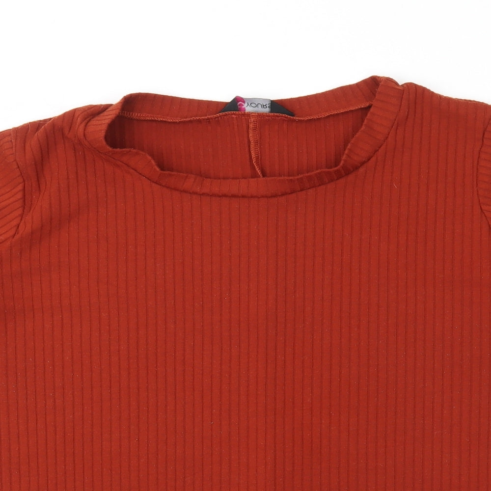 Yours Womens Orange Polyester Basic T-Shirt Size 22 Round Neck - Ribbed