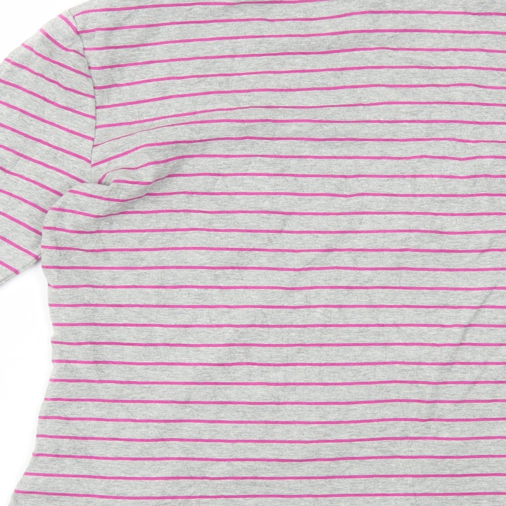 Boden Womens Grey Striped Cotton T-Shirt Size 12 Scoop Neck