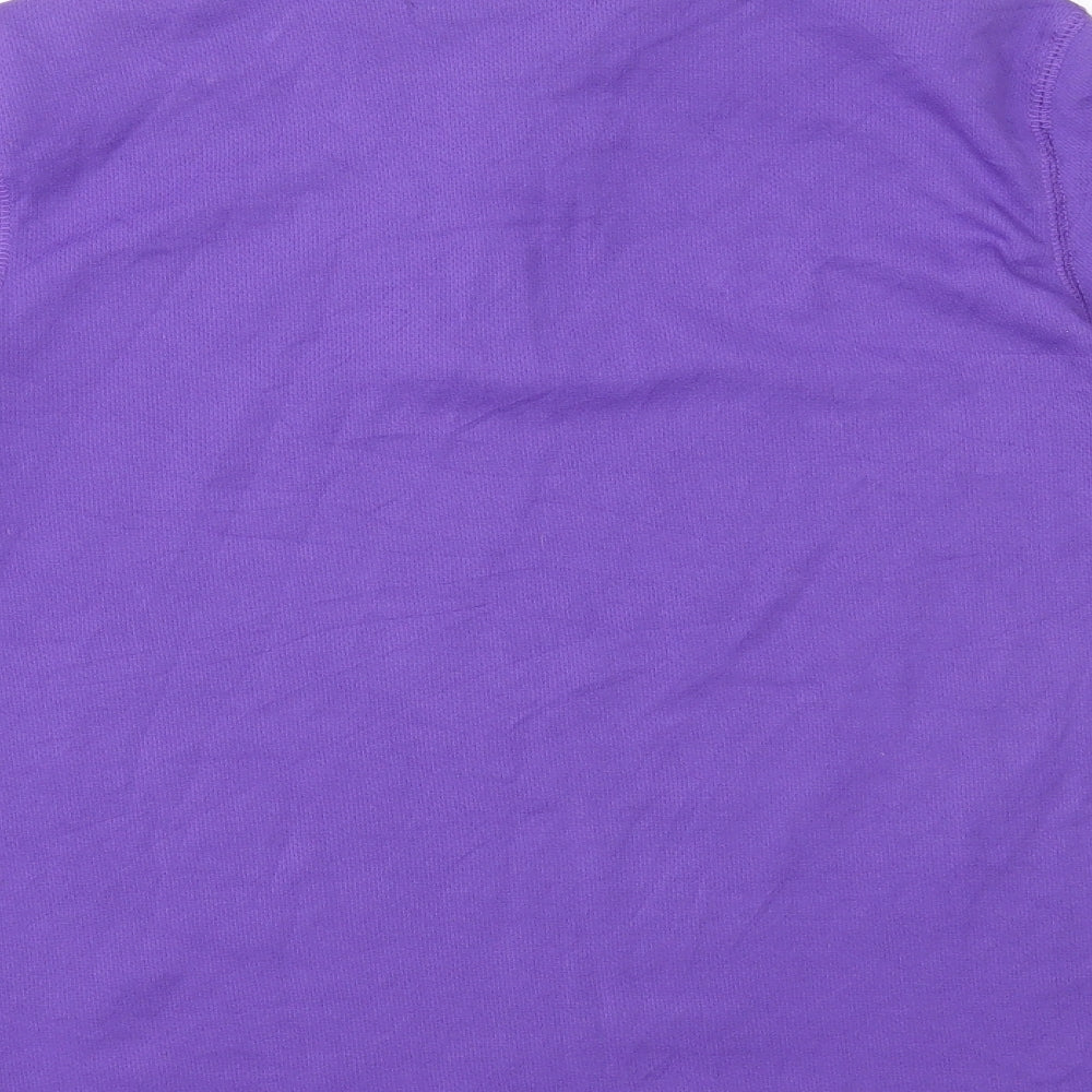 Camprio Womens Purple Polyester Basic T-Shirt Size 10 High Neck Zip