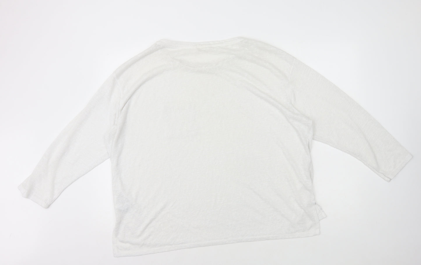 H&M Womens White Polyester Basic T-Shirt Size XL Round Neck - Semi Sheer