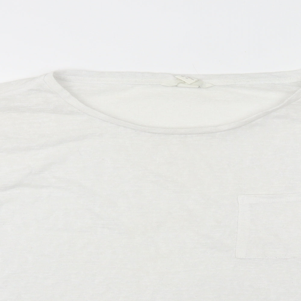 H&M Womens White Polyester Basic T-Shirt Size XL Round Neck - Semi Sheer