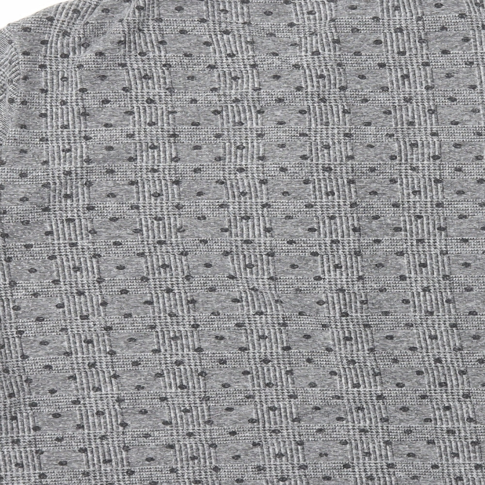 Spotted Womens Grey Geometric Polyester Basic T-Shirt Size 12 V-Neck