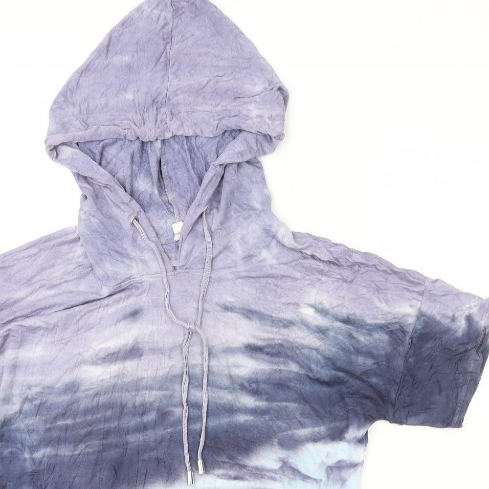 Cable & Gauge Womens Blue Geometric Rayon Pullover Hoodie Size M Pullover - Tie Dye