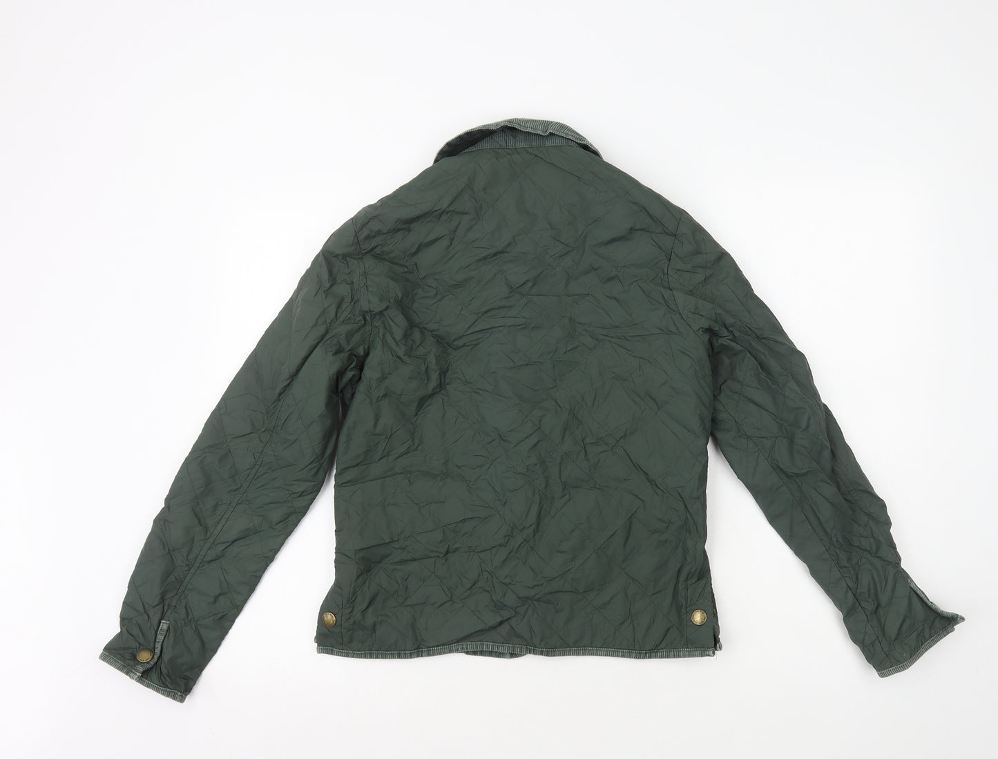 Jack Wills Womens Green Quilted Coat Size 10 Snap