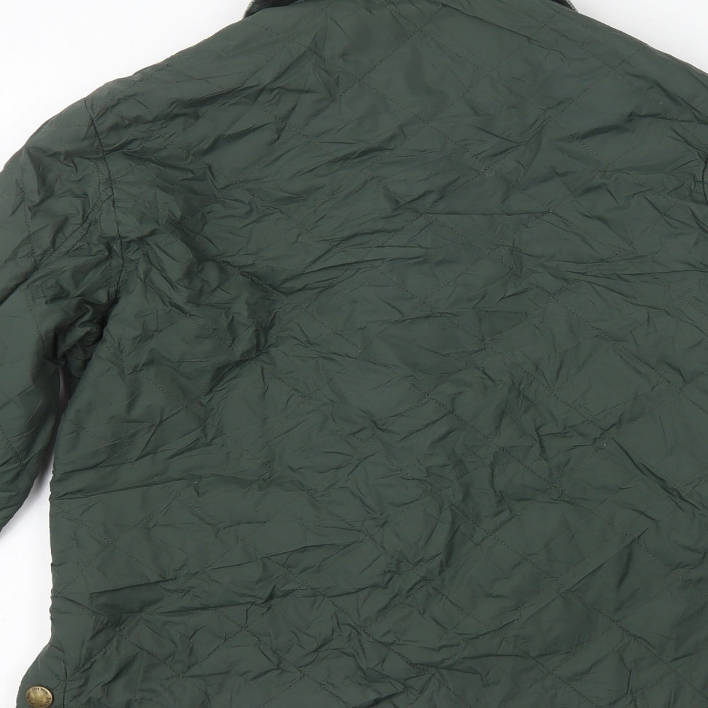 Jack Wills Womens Green Quilted Coat Size 10 Snap
