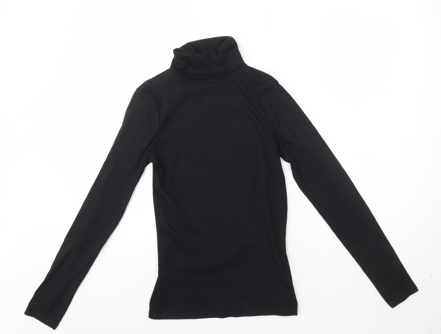 New Look Womens Black Polyester Basic T-Shirt Size 12 Roll Neck