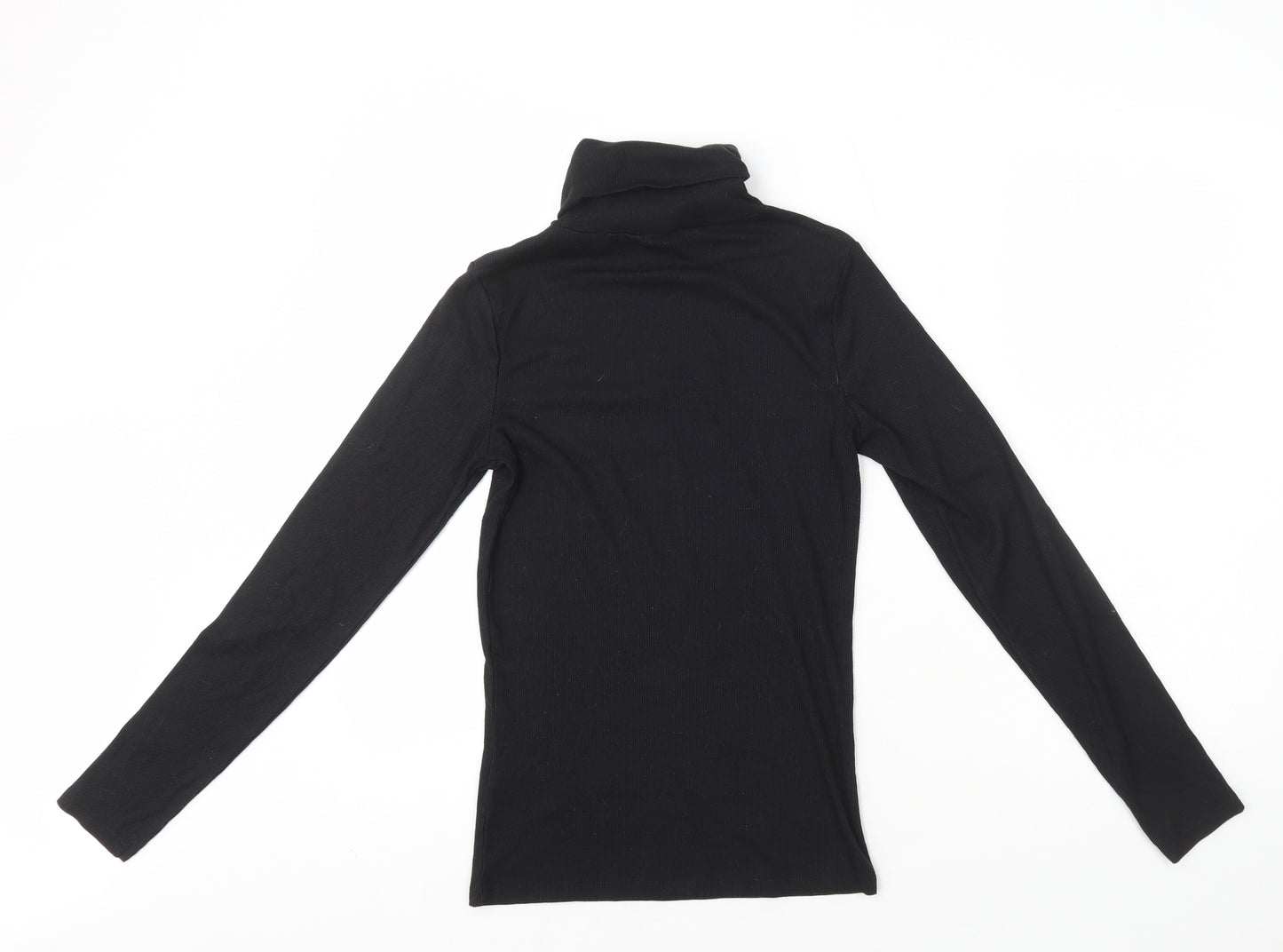 New Look Womens Black Polyester Basic T-Shirt Size 12 Roll Neck