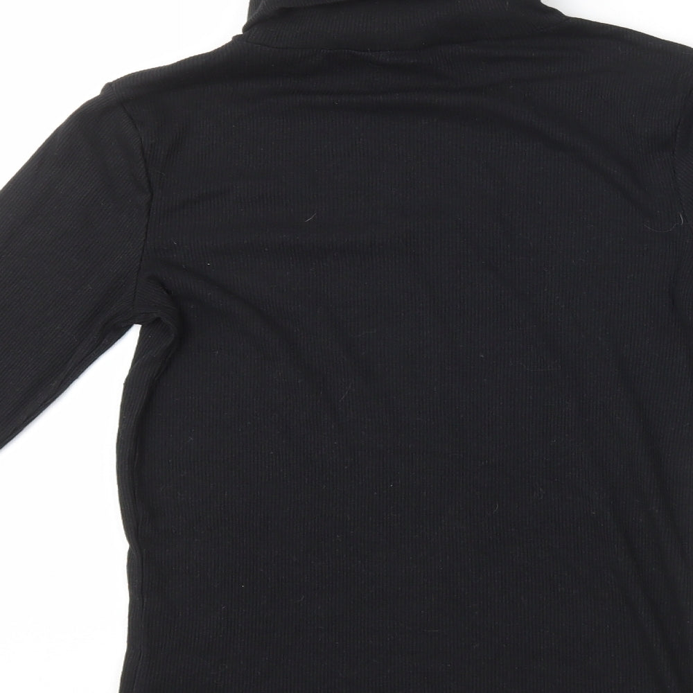 New Look Womens Black Polyester Basic T-Shirt Size 12 Roll Neck