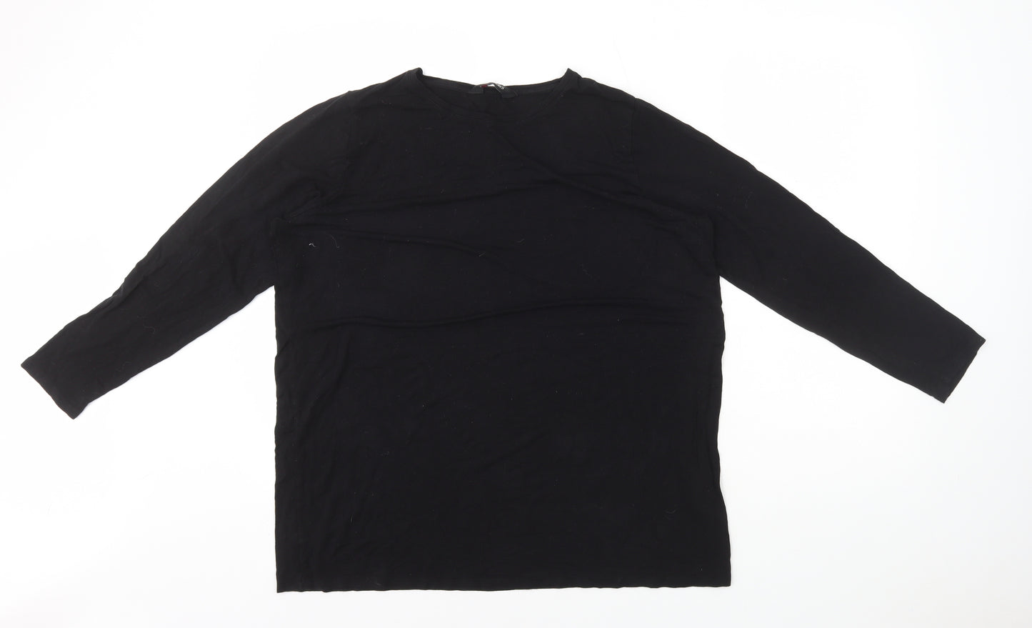 Yours Womens Black Viscose Basic T-Shirt Size 20 Round Neck