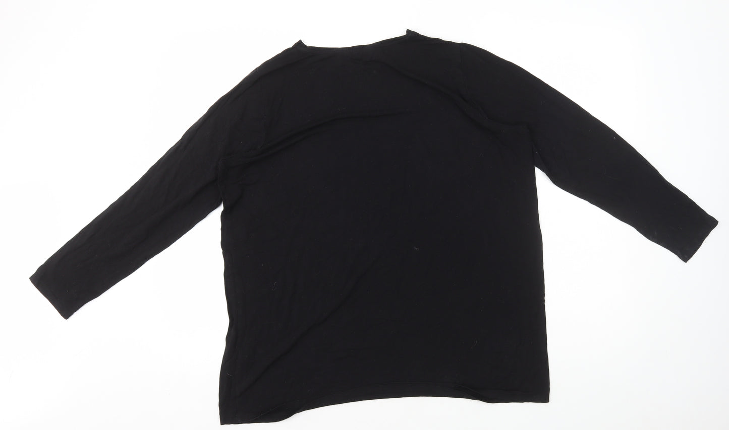 Yours Womens Black Viscose Basic T-Shirt Size 20 Round Neck