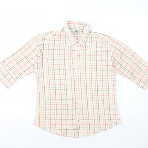Grensville Womens Pink Plaid 100% Cotton Basic Button-Up Size S Collared