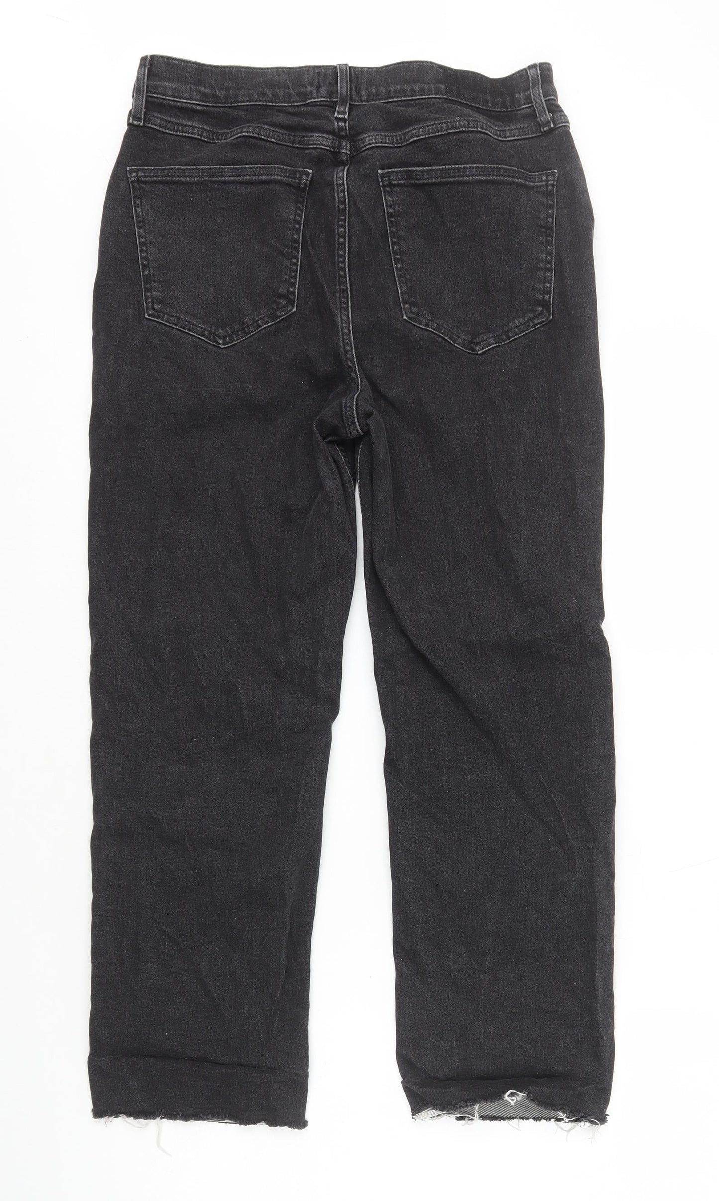 River Island Womens Black Cotton Straight Jeans Size 12 L25 in Regular Zip