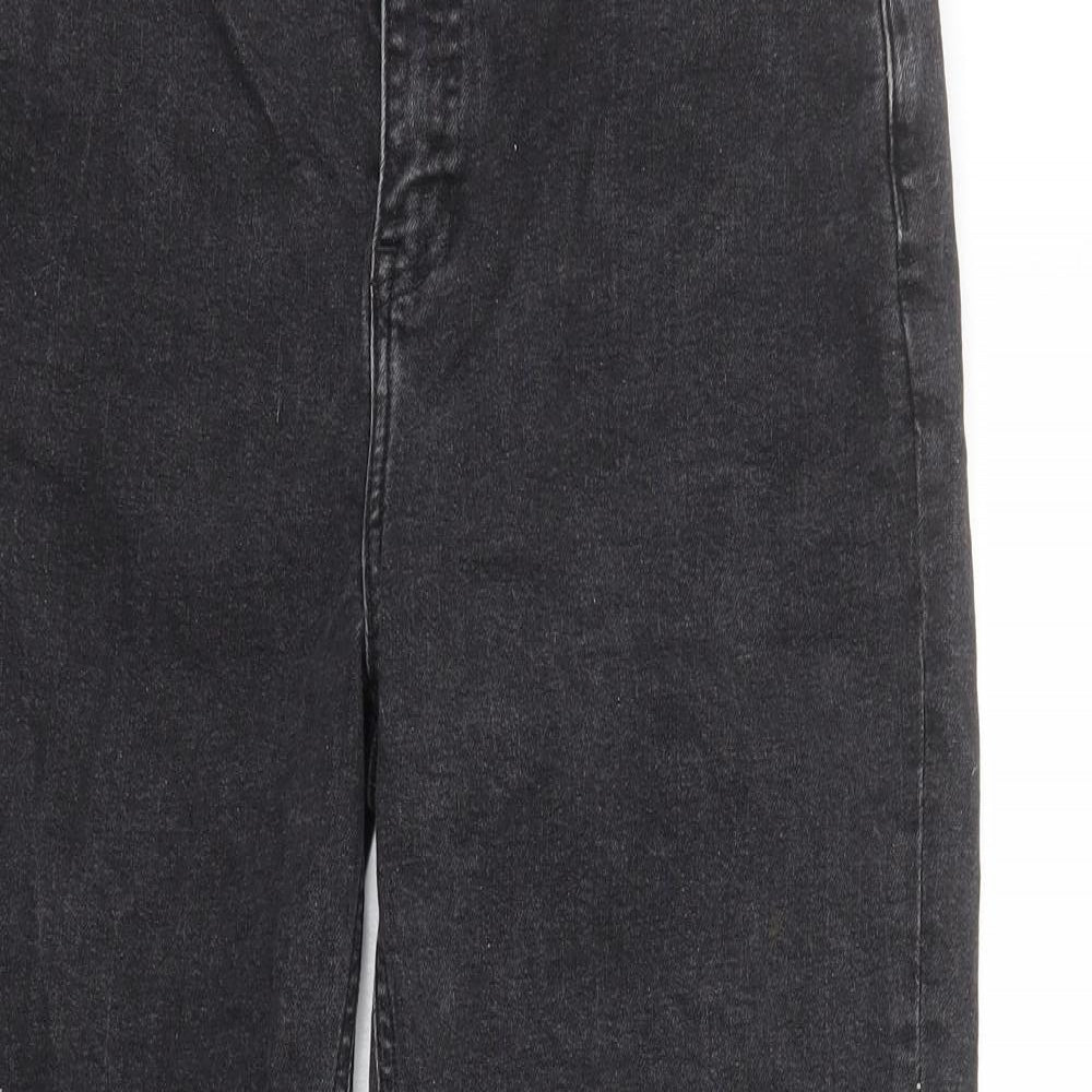 River Island Womens Black Cotton Straight Jeans Size 12 L25 in Regular Zip