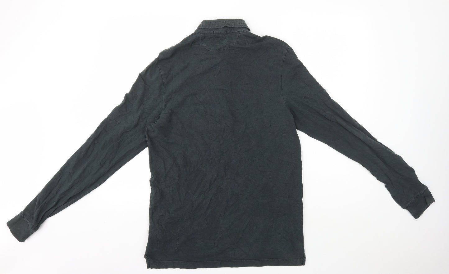 AllSaints Mens Green Cotton Polo Size L Collared Button