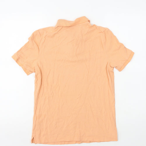 Marks and Spencer Mens Orange Cotton Polo Size S Collared Button