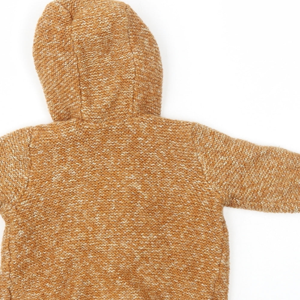 TU Baby Yellow Cotton Cardigan Jumper Size 3-6 Months Button - Bear Ears