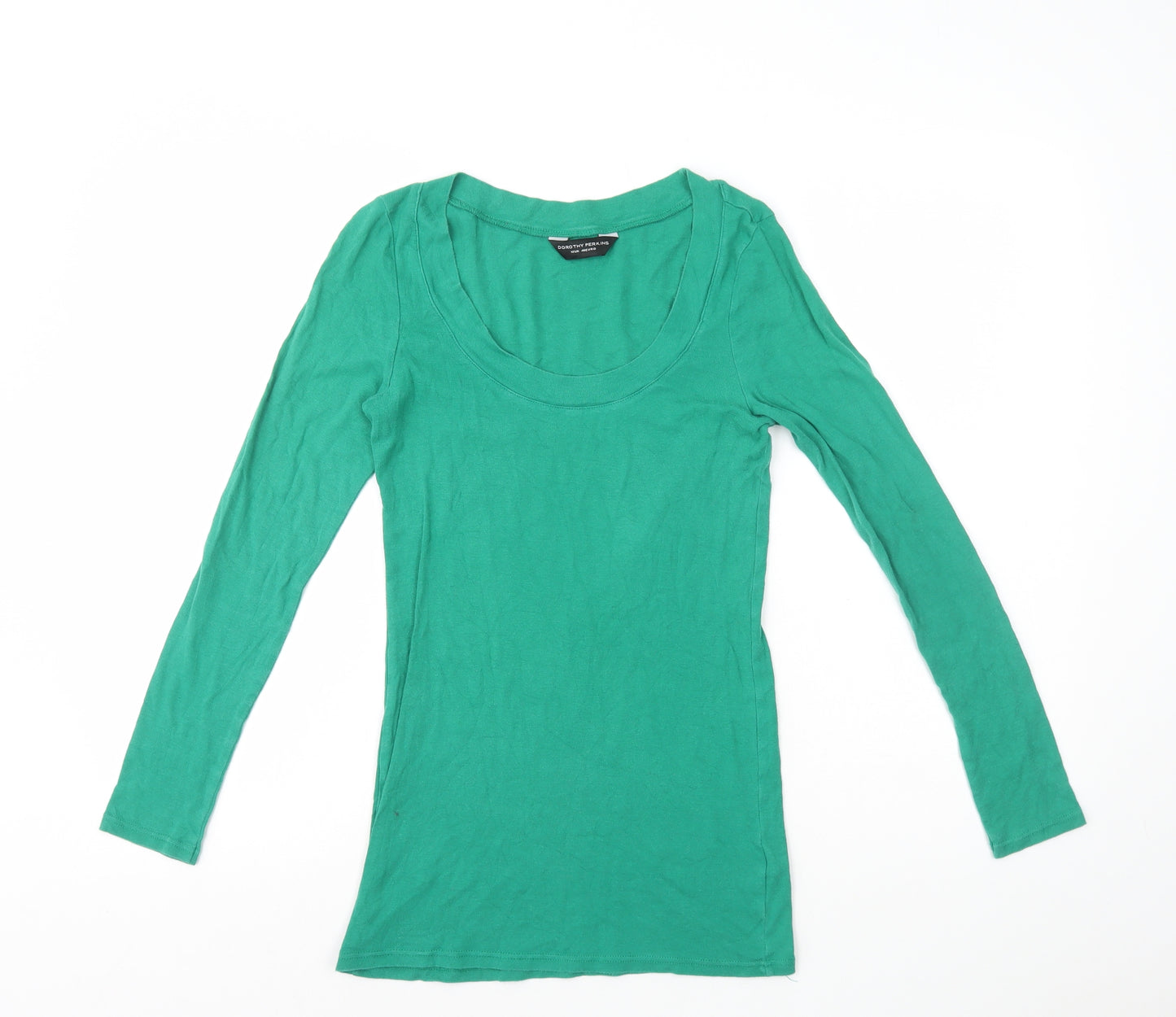 Dorothy Perkins Womens Green 100% Cotton Basic T-Shirt Size 12 Scoop Neck