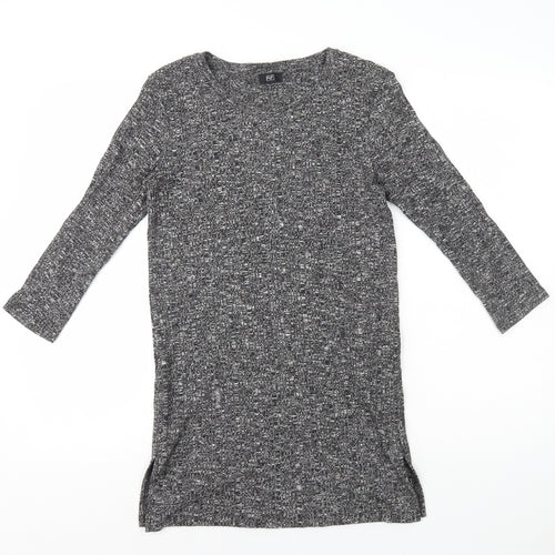 F&F Womens Grey Polyester Jumper Dress Size 6 Round Neck Pullover - Ribbed