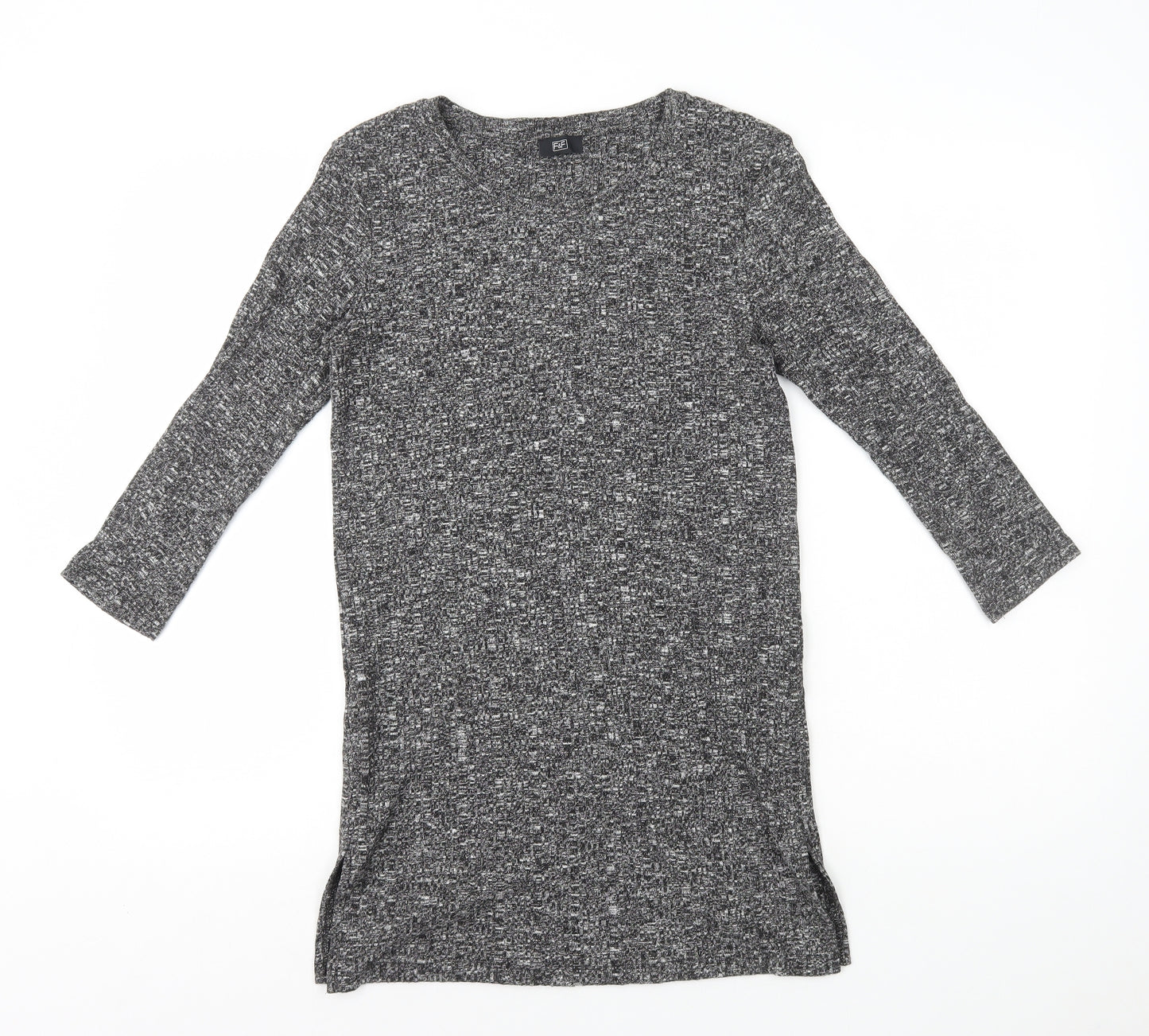 F&F Womens Grey Polyester Jumper Dress Size 6 Round Neck Pullover - Ribbed