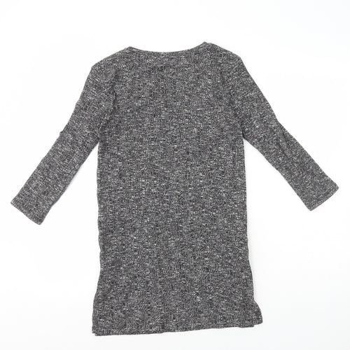 F&F Womens Grey Polyester Jumper Dress Size 6 Round Neck Pullover - Ribbed