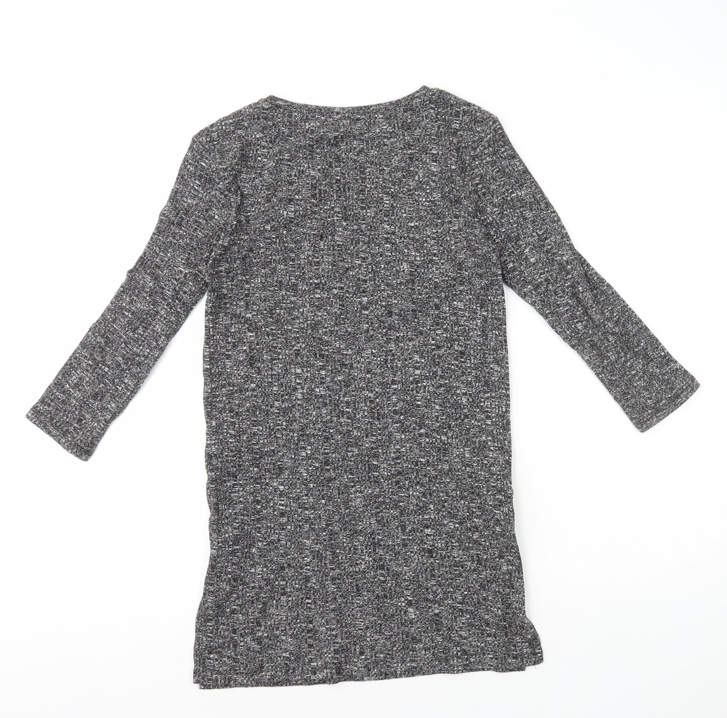 F&F Womens Grey Polyester Jumper Dress Size 6 Round Neck Pullover - Ribbed